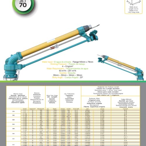 YUZUAK JET 70 Irrigation Sprinkler | High-Pressure Agricultural Sprinkler