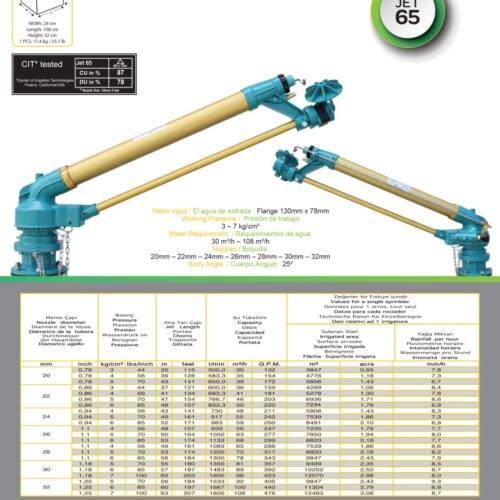 YUZUAK JET 65 Irrigation Sprinkler | High-Pressure Agricultural Sprinkler