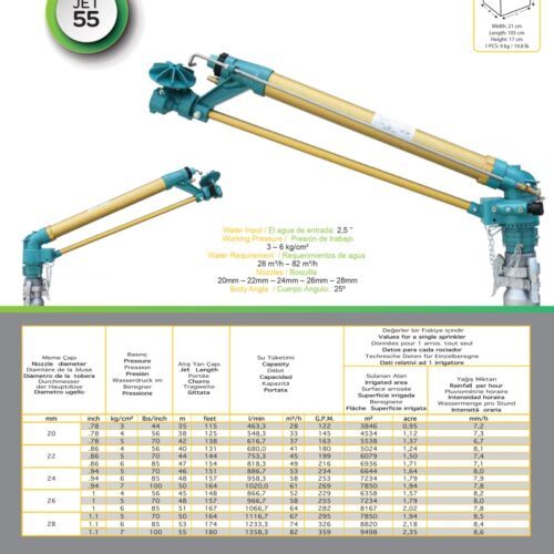 YUZUAK JET 55 Irrigation Sprinkler | High-Pressure Agricultural Sprinkler