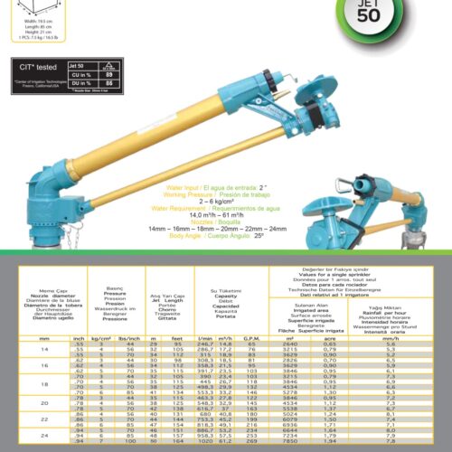 YUZUAK JET 50 Irrigation Sprinkler | High-Efficiency Agricultural Sprinkler