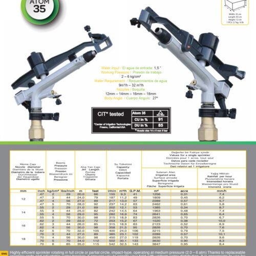 YUZUAK ATOM 35 Irrigation Sprinkler | Efficient Agricultural Sprinkler