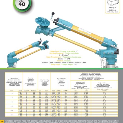 YUZUAK JET 40 Irrigation Sprinkler | High-Performance Gear Drive